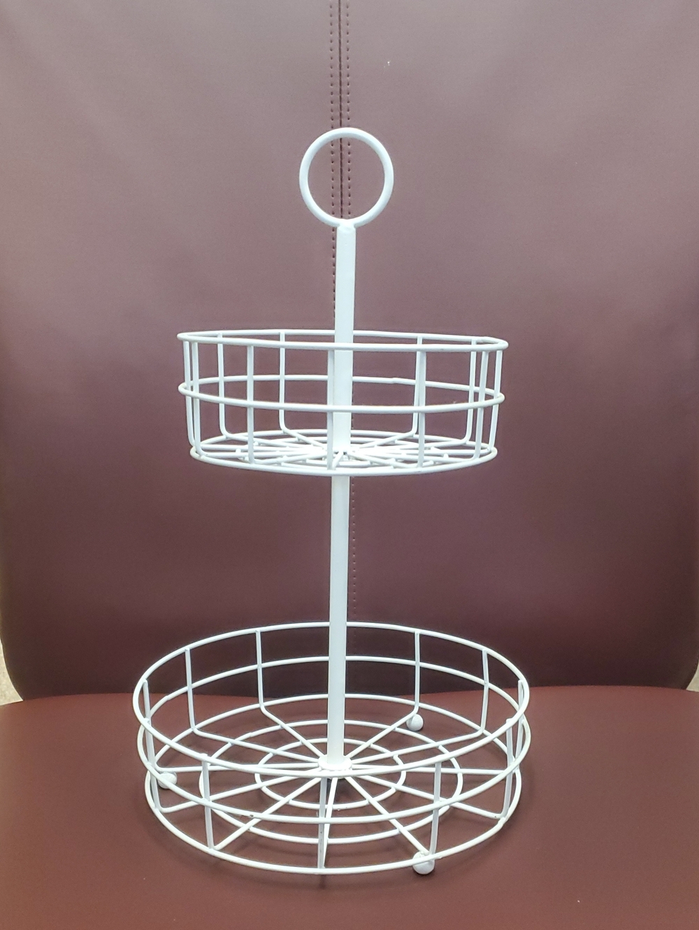 2-Tier White Metal Wire Organizer Stand
